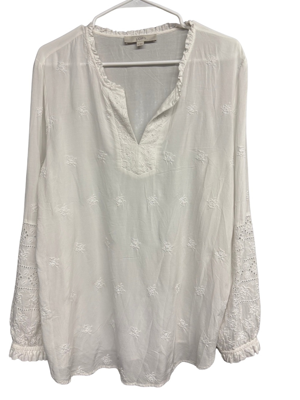 Ann Taylor Loft Feminine White Blouse